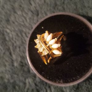 Vintage Uncas Ring Faux Opal Rhinestones 1960's Size 7